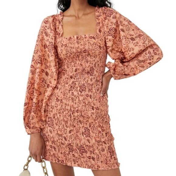 Free People Smock It To Me Floral Mini Dress Size Large NWOT - Picture 1 of 13